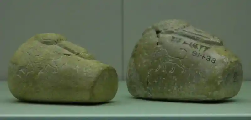 Neo-Assyrian alabaster duck weight with engraved lion